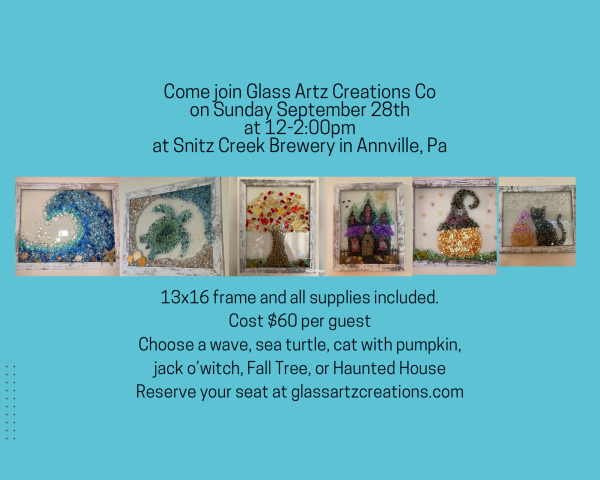 Sunday September 28th
12-2pm
Snitz Creek Brewery Annville Pa
Cost $60
Deposit $20 plus $2 processing fee.
Balance of $40 due at class in cash.
